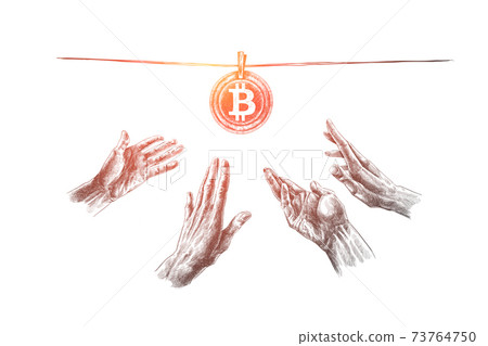 Bitcoin, exchange, mining, technology, finance concept. Hand drawn isolated vector. 73764750