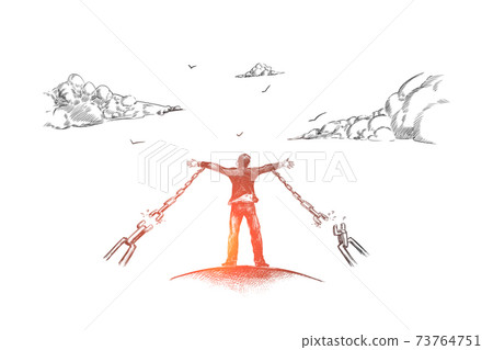 Freedom, business, freelance, chains, lifestyle concept. Hand drawn isolated vector. 73764751