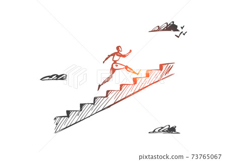 Start, motivation, forward, HCI, automation concept. Hand drawn isolated vector. 73765067