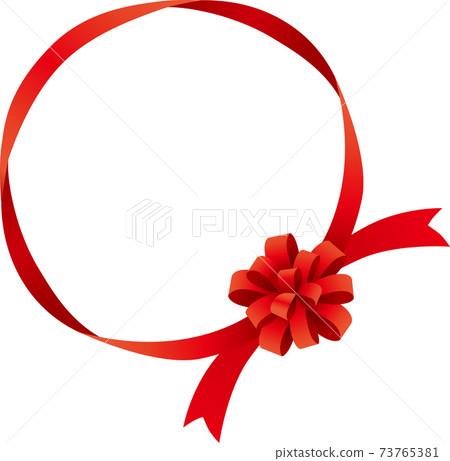 Gorgeous ribbon frame circle (red) - Stock Illustration [73765381] - PIXTA