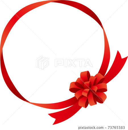 Gorgeous ribbon frame circle (red) - Stock Illustration [73765383] - PIXTA