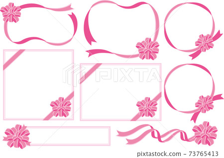 Pink Rictangular Ribbon Frame Gorgeous ribbon frame set (pink edge) - Stock Illustration [73765413 ...