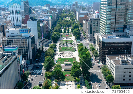 Summer scenery of Odori Park seen from the TV tower / Sapporo, Hokkaido Summer scenery of Odori Park seen from the TV tower / Sapporo, Hokkaido 73765465