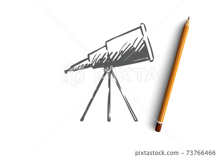 Astronomy, science, telescope, cosmos, optical concept. Hand drawn isolated vector. Astronomy, science, telescope, cosmos, optical concept. Hand drawn isolated vector. 73766466