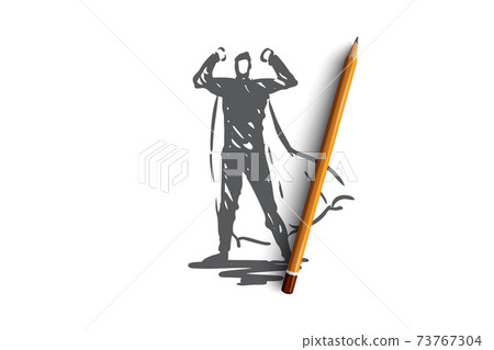 Power, energy, fight, man, superhero concept. Hand drawn isolated vector. Power, energy, fight, man, superhero concept. Hand drawn isolated vector. 73767304