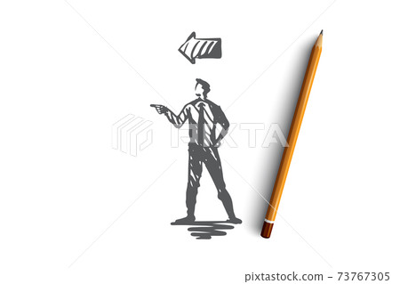 Point, man, gesture, direction, arm concept. Hand drawn isolated vector. Point, man, gesture, direction, arm concept. Hand drawn isolated vector. 73767305