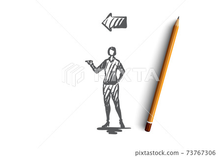 Point, woman, gesture, direction, arrow concept. Hand drawn isolated vector. Point, woman, gesture, direction, arrow concept. Hand drawn isolated vector. 73767306