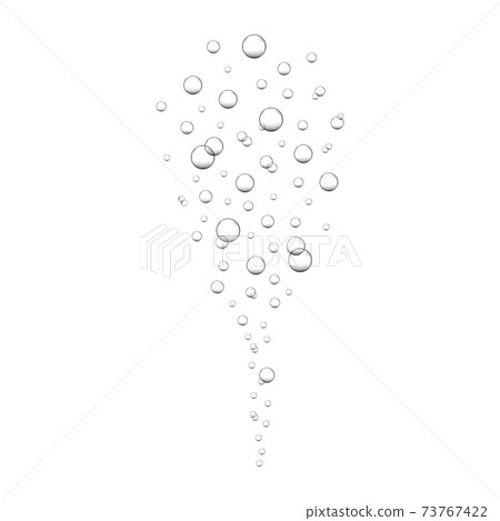 Underwater oxygen bubbles. Fizzy carbonated water, soda, lemonade, champagne, sparkling alcohol drink. Air bubbles in ocean, sea or aquarium. Vector realistic illustration 73767422