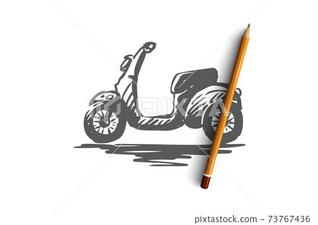 Scooter, bike, speed, vehicle, transport concept. Hand drawn isolated vector. 73767436