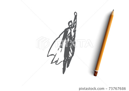 Up, business, success, start, businessman concept. Hand drawn isolated vector. 73767686
