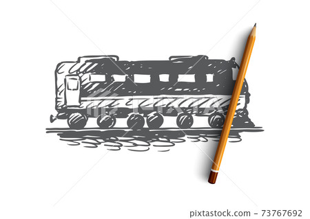 Train, railway, travel, transport, rail concept. Hand drawn isolated vector. 73767692