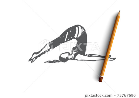 Tip over, yoga, pose, asana, balance concept. Hand drawn isolated vector. Tip over, yoga, pose, asana, balance concept. Hand drawn isolated vector. 73767696