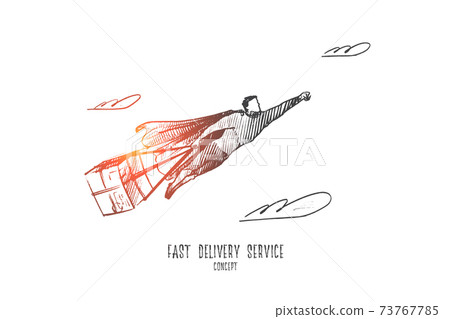 Fast delivery service concept. Hand drawn isolated vector Fast delivery service concept. Hand drawn isolated vector 73767785
