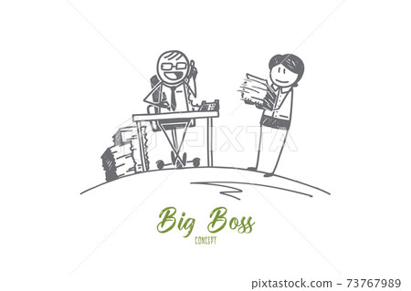 Hand drawn secretary in her boss's cabinet 73767989