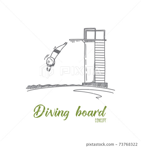 Diving board concept. Hand drawn isolated vector Diving board concept. Hand drawn isolated vector 73768322