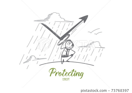 Protecting concept. Hand drawn isolated vector. Protecting concept. Hand drawn isolated vector. 73768397