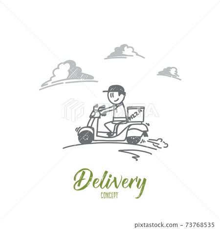 Delivery concept. Hand drawn isolated vector - Stock Illustration ...
