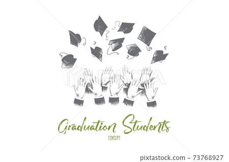 Graduation students concept. Hand drawn isolated vector. Graduation students concept. Hand drawn isolated vector. 73768927