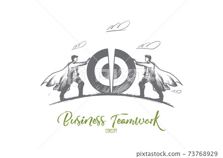 Business teamwork concept. Hand drawn isolated vector. Business teamwork concept. Hand drawn isolated vector. 73768929