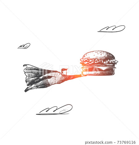 Fastfood concept. Hand drawn isolated vector. 73769116