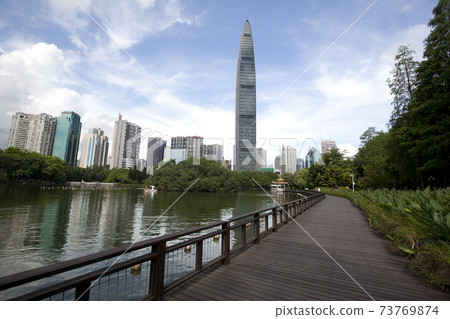 KingKey Financial Center looking from Lizhi park in Shenzhen,China. KingKey Financial Center looking from Lizhi park in Shenzhen,China. 73769874