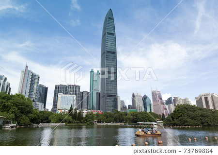 KingKey Financial Center looking from Lizhi park in Shenzhen,China. 73769884