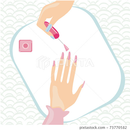 Woman is doing manicure - card 73770582