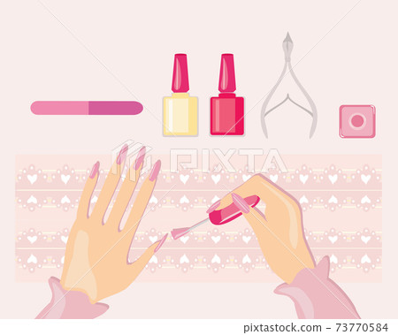 Woman is doing manicure - card 73770584