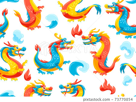 Seamless pattern with Chinese dragons. Seamless pattern with Chinese dragons. 73770854