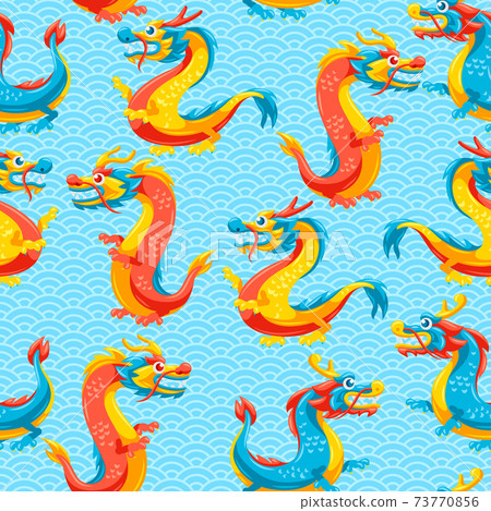 Seamless pattern with Chinese dragons. 73770856