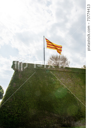 Montjuic Castle and landscaped gardens on the hills of Barcelona, Spain Montjuic Castle and landscaped gardens on the hills of Barcelona, Spain 73774413