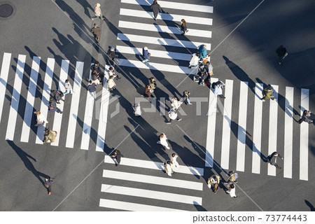 Scramble crossing where people come and go 73774443