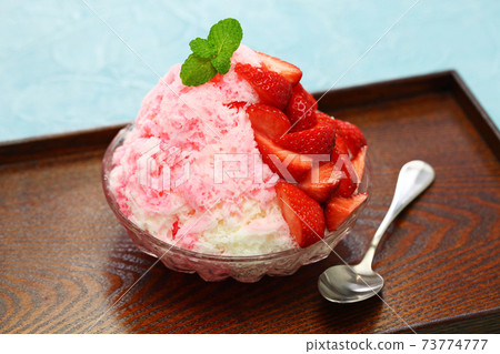 Taiwanese style shaved ice and strawberry milk Taiwanese style shaved ice and strawberry milk 73774777