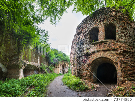 Abandoned Military Tarakaniv Fort (other names - Dubno Fort, New Dubna Fortress) - a defensive structure, an architectural monument of 19th century, Tarakaniv, Rivne region, Ukraine. Abandoned Military Tarakaniv Fort (other names - Dubno Fort, New Dubna Fortress) - a defensive structure, an architectural monument of 19th century, Tarakaniv, Rivne region, Ukraine. 73774890