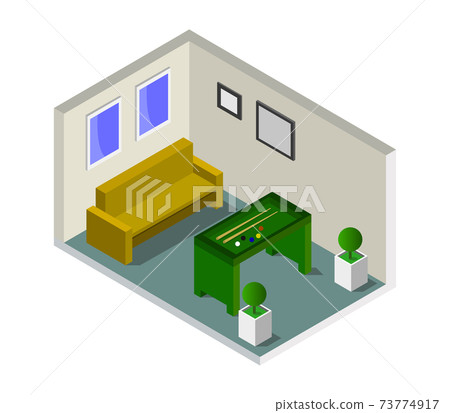 room with isometric billiards 73774917