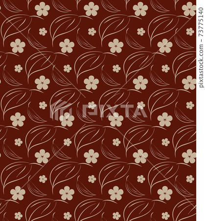 Nature floral seamless pattern. Sketch hand drawn design of leaves, flowers. Brown background is easy to change 73775140