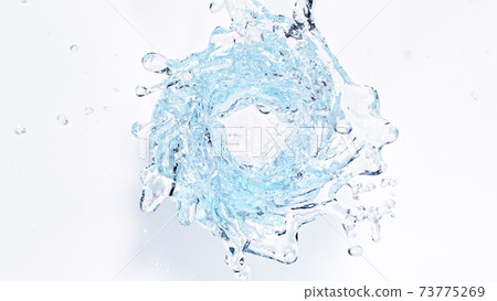 Splashes of water in the form of a swirling vortex 73775269