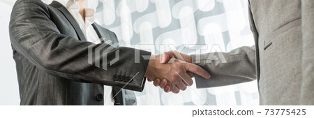 Business man and woman shaking hands 73775425