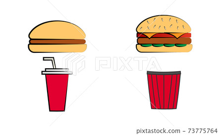 Sandwich,burger, hamburger,heeseburger,hotdog, ice cream, fries potatoes, popcorn. American fastfood. hand drawn vector illustration.doodles or cartoon style. Set Sandwich,burger, hamburger,heeseburger,hotdog, ice cream, fries potatoes, popcorn. American fastfood. hand drawn vector illustration.doodles or cartoon style. Set 73775764