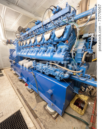 Engine block of biogas cogeneration unit. Waste biogas combustion Engine block of biogas cogeneration unit. Waste biogas combustion 73776067