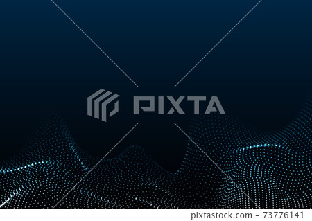 Wave of particles. Futuristic blue dots background with a dynamic wave. Big data. 73776141