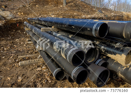 Polyethylene water pipes of prepared for laying a to supply water to the house 73776160