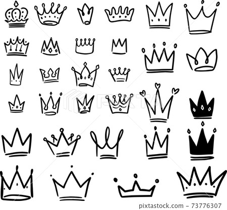 Set of crown illustrations in sketching style. Corona symbols. Tiara icons. Set of crown illustrations in sketching style. Corona symbols. Tiara icons. 73776307