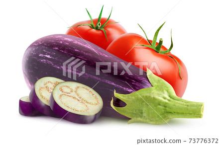 Eggplants and tomatoes isolated on white 73776372