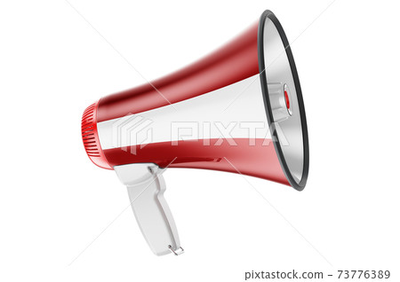 Megaphone with Latvian flag, 3D rendering Megaphone with Latvian flag, 3D rendering 73776389