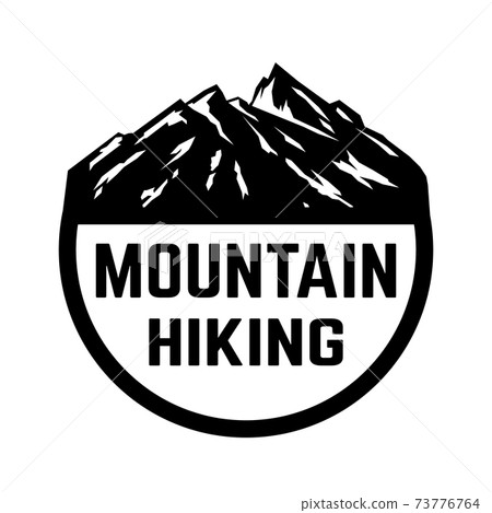 Mountain tourism emblem. Design element for logo, label, sign, poster. Mountain tourism emblem. Design element for logo, label, sign, poster. 73776764