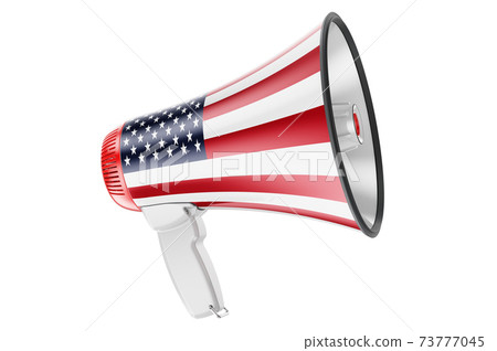 Megaphone with the United States flag, 3D rendering Megaphone with the United States flag, 3D rendering 73777045