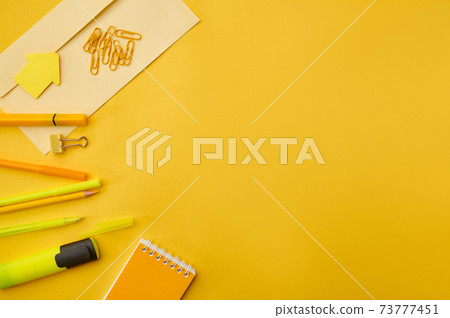 Office stationery supplies, macro view Office stationery supplies, macro view 73777451