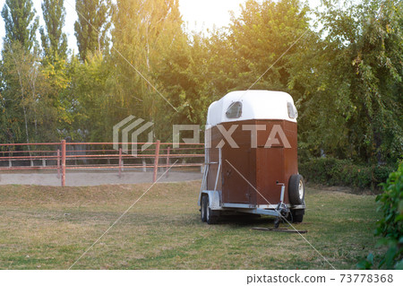 Horse trailer. vehicle for horse transportation Travel with animals Horse trailer. vehicle for horse transportation Travel with animals 73778368