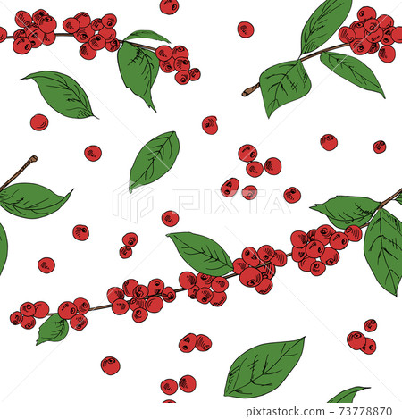 Seamless background leaves and fruits of coffee 73778870